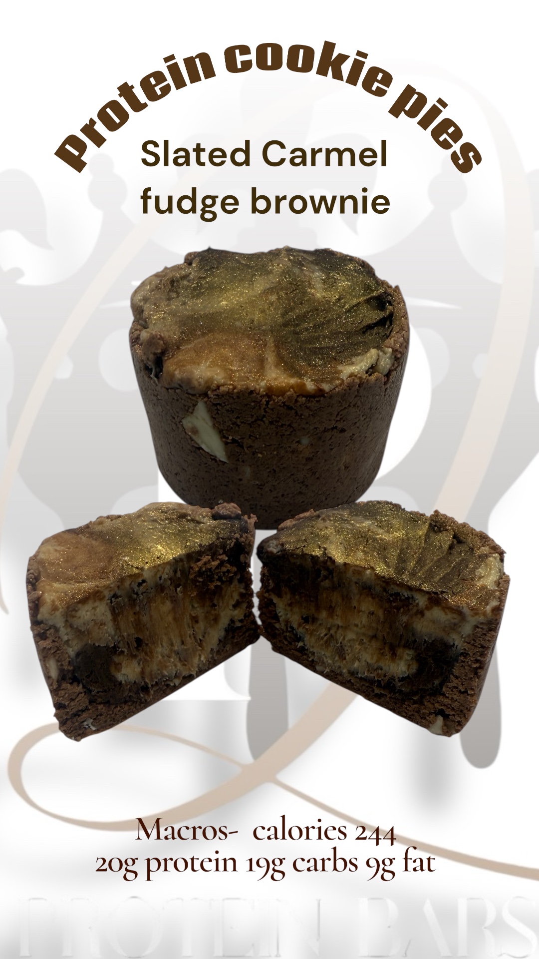 Salted Caramel Fudge Brownie Protein Cookie Pie