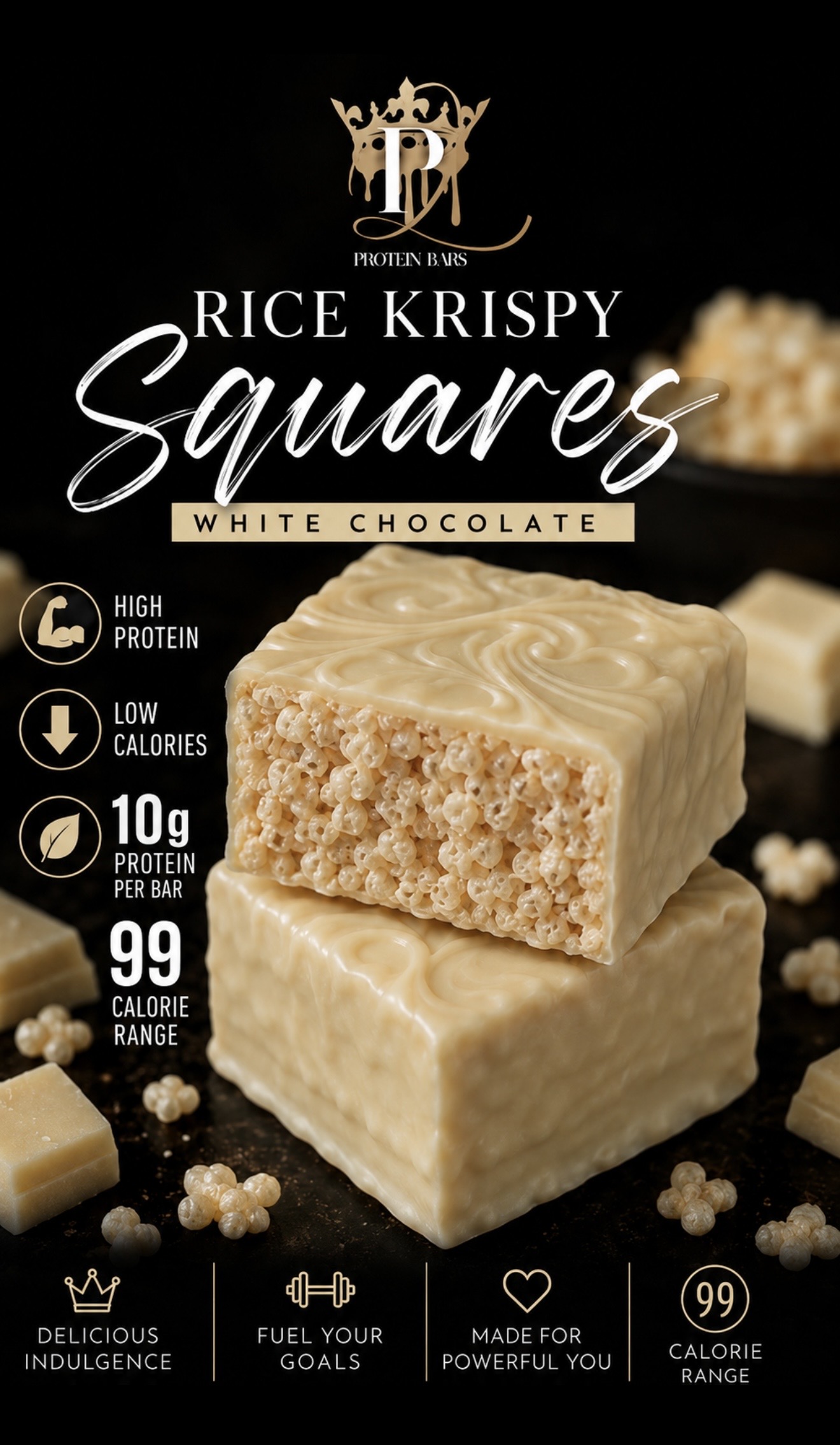 Protein Krispie Squares white chocolate
